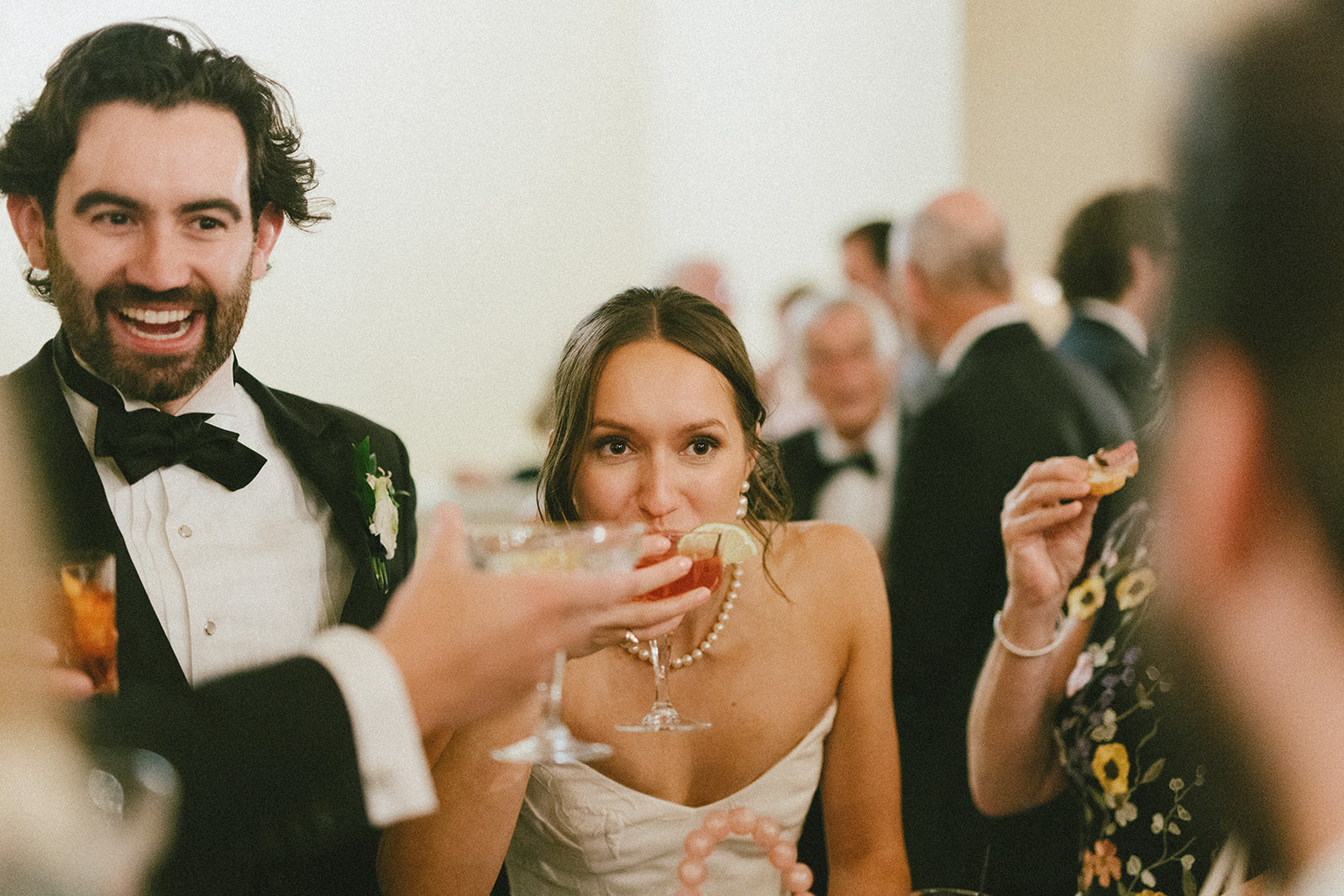 Couple celebrating at wedding reception