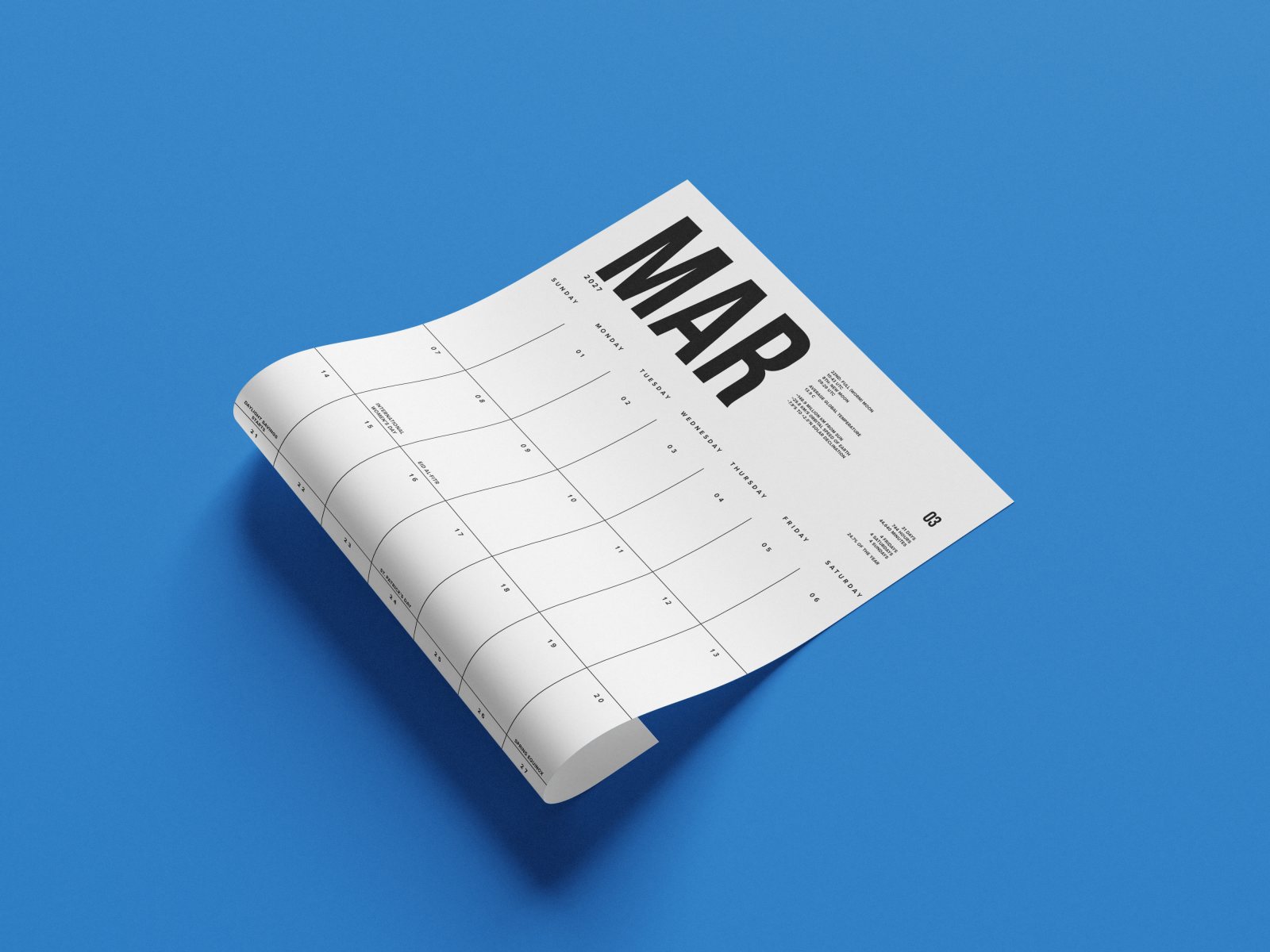 08 Left calendar, March 2027