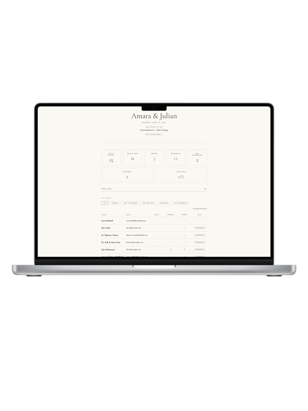 Amara & Julian couple dashboard