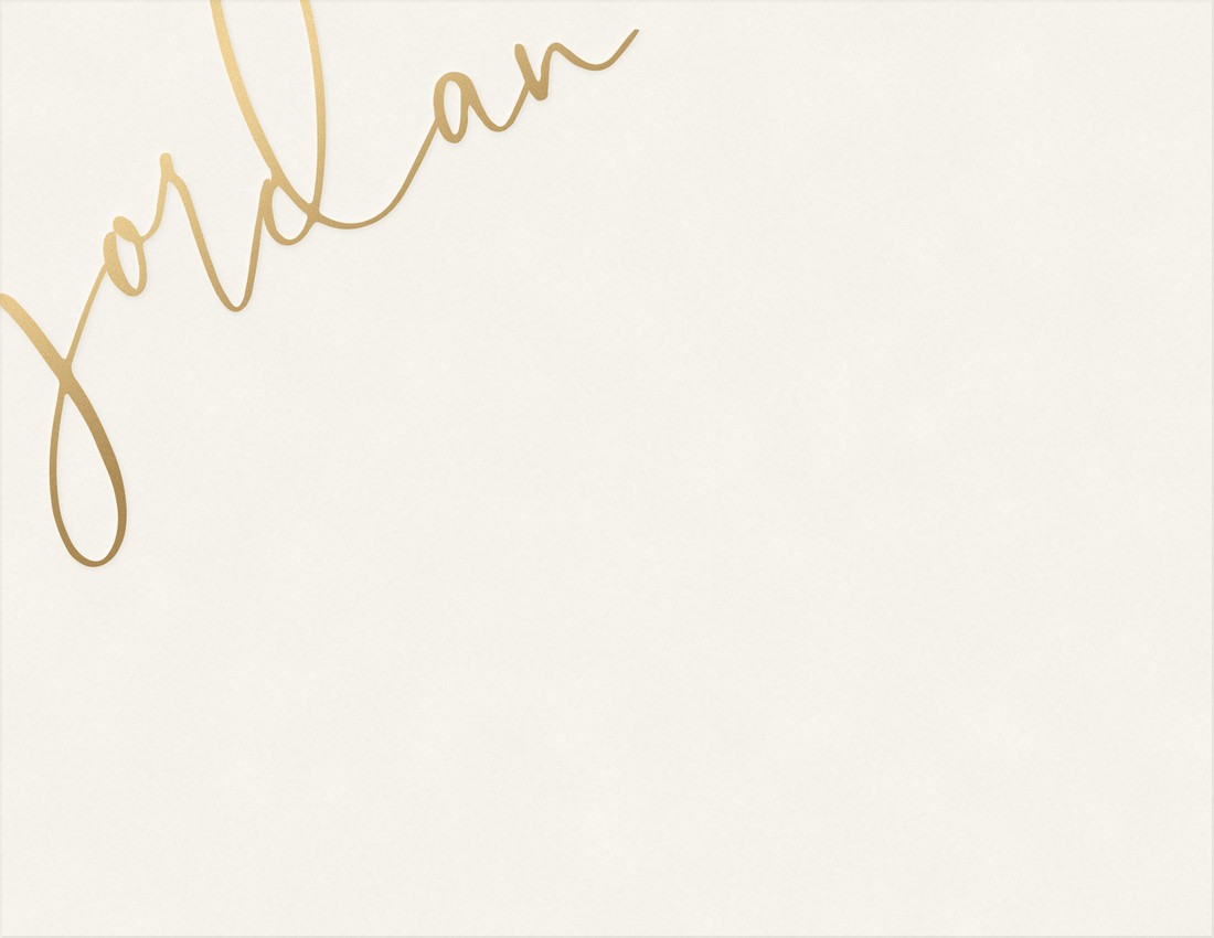 Bold Blanc card in gold foil turning in the light