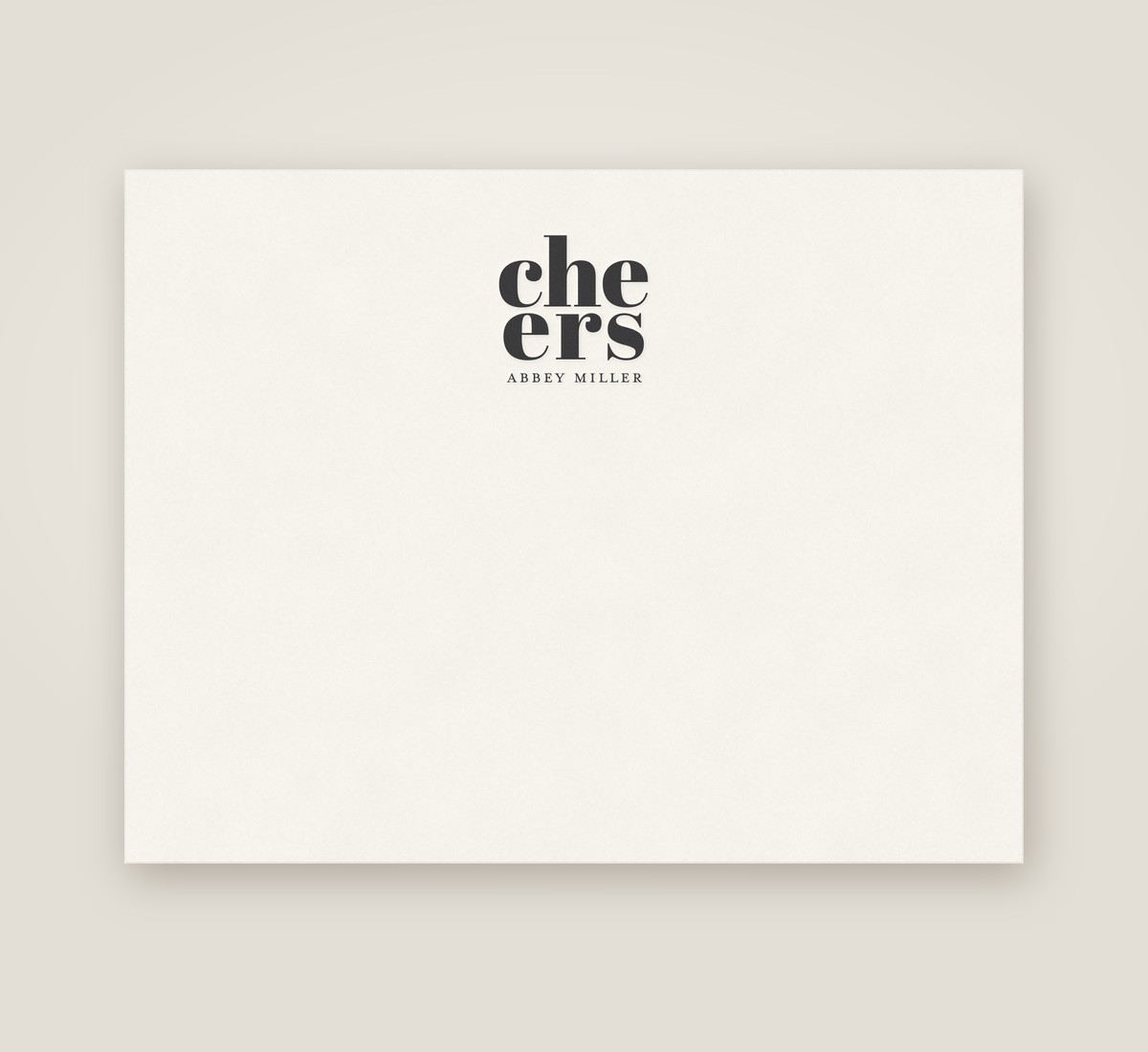 Cheers flat note in gold foil with an ebony envelope