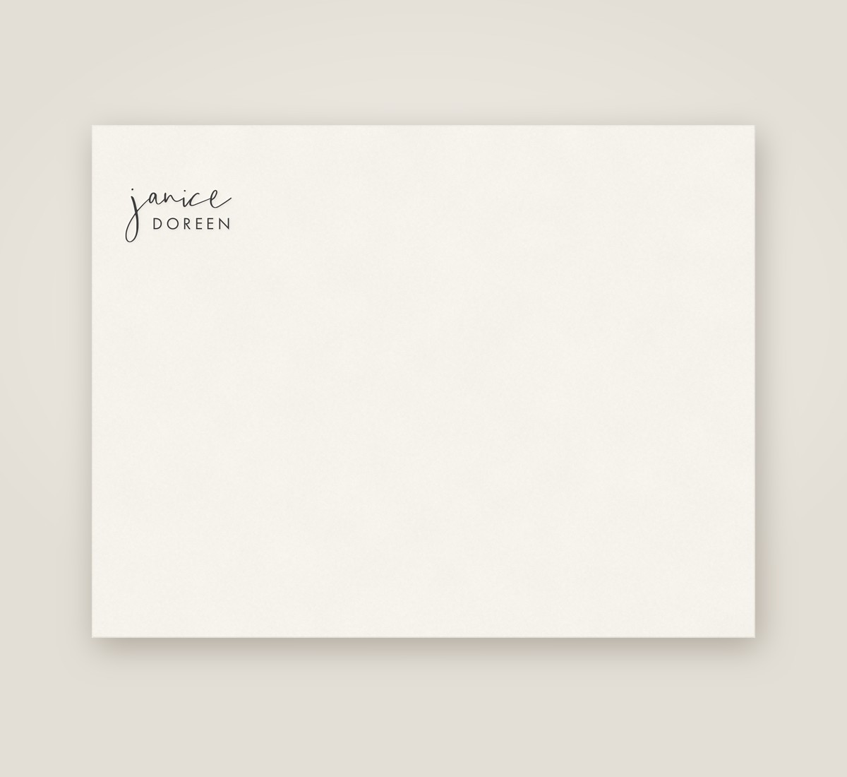 Elegant flat note in gold foil with an ebony envelope
