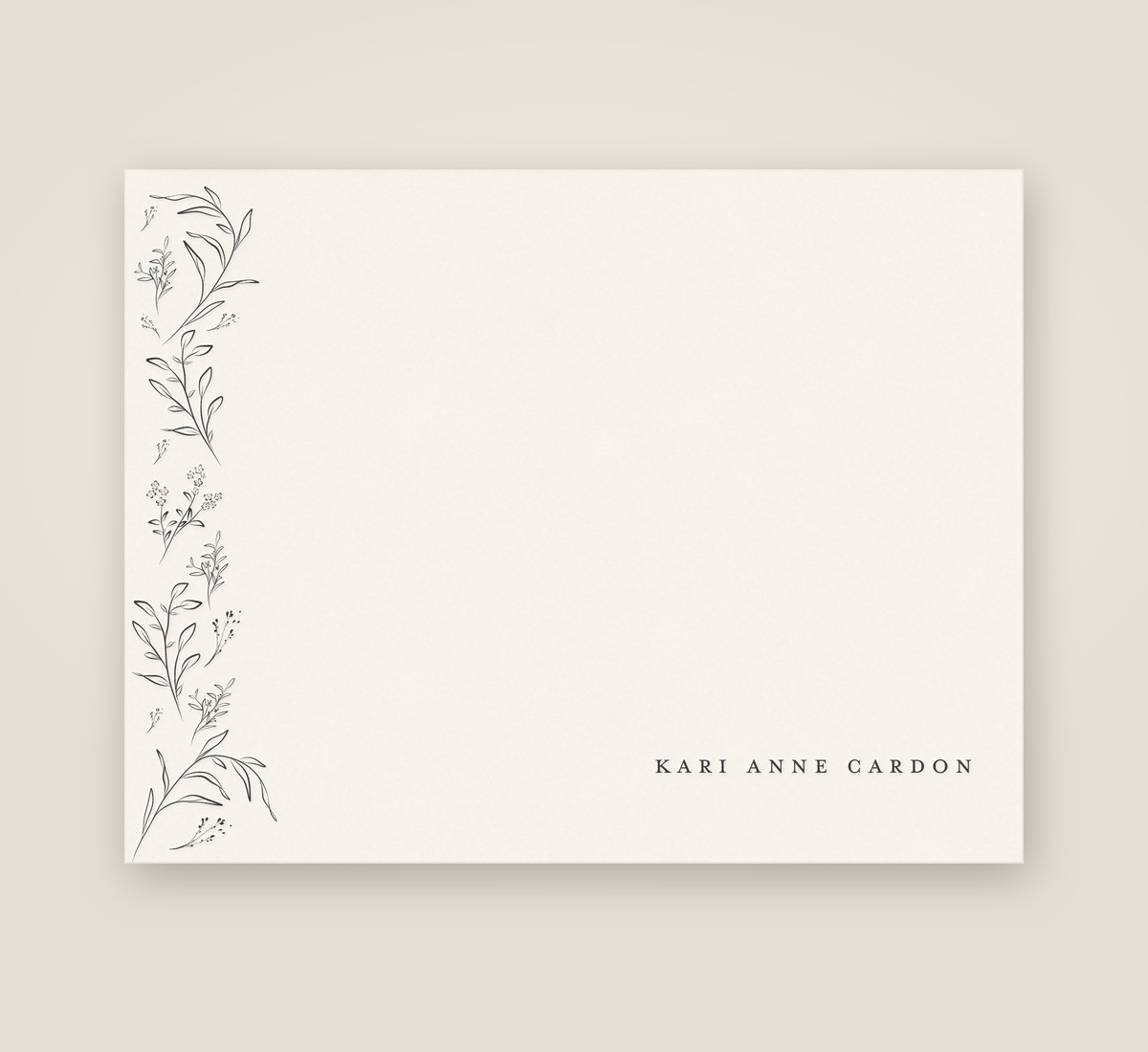 Floral Fall flat note in gold foil with an ebony envelope