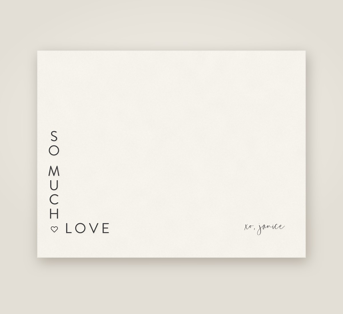 Heart Letter flat note in gold foil with an ebony envelope