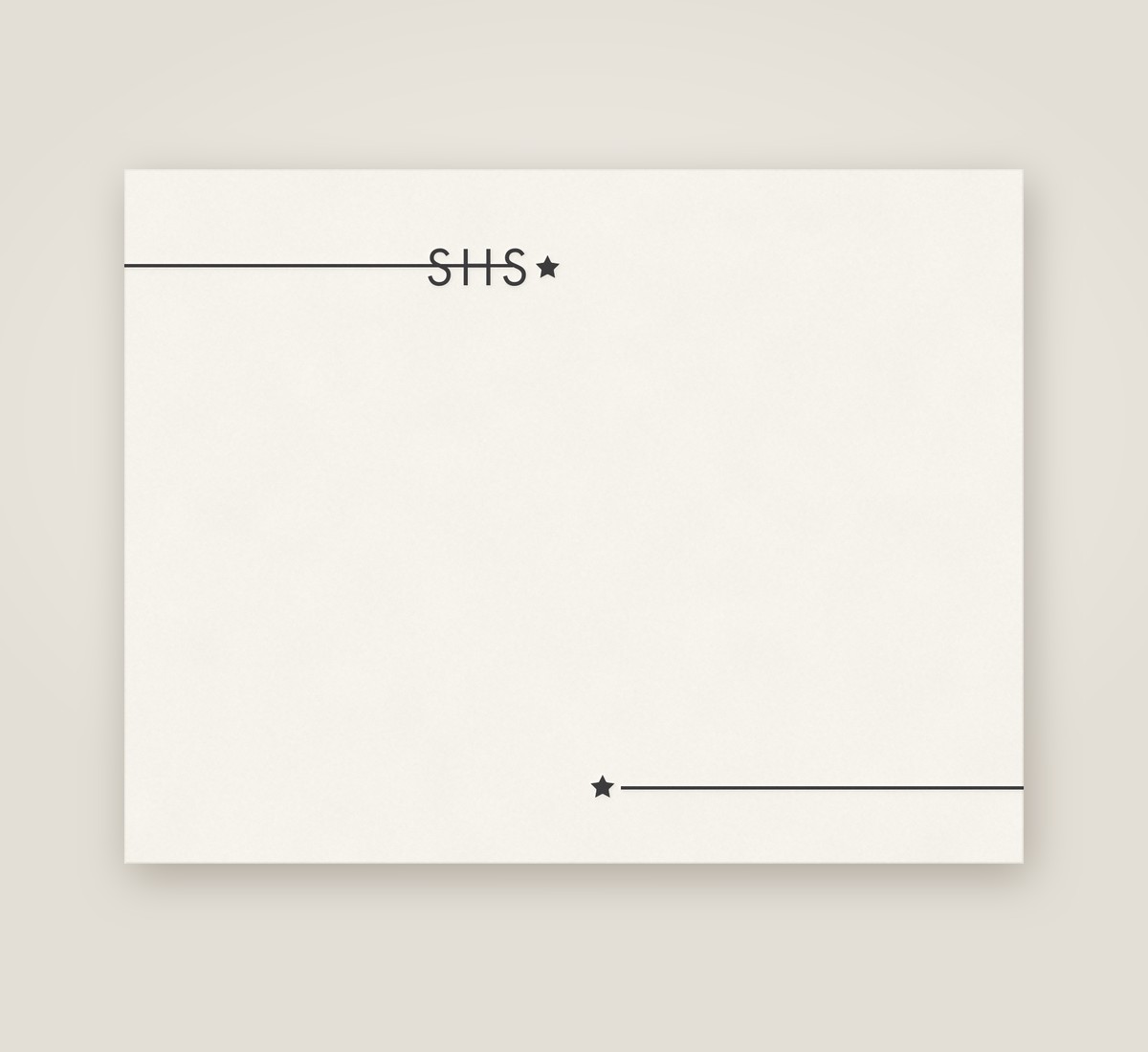 Star Mono flat note in gold foil with an ebony envelope
